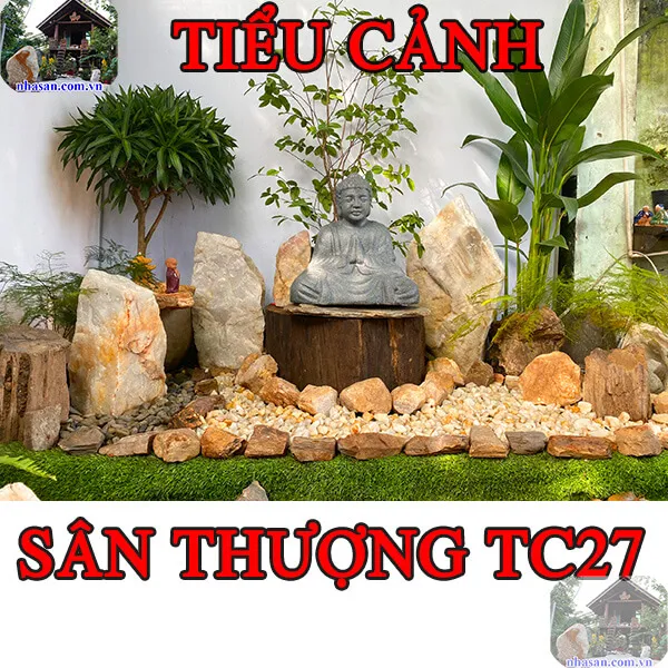 Trang trí tiểu cảnh sân thượng bằng đá thạch anh phong thủy giúp trấn trạch TC27