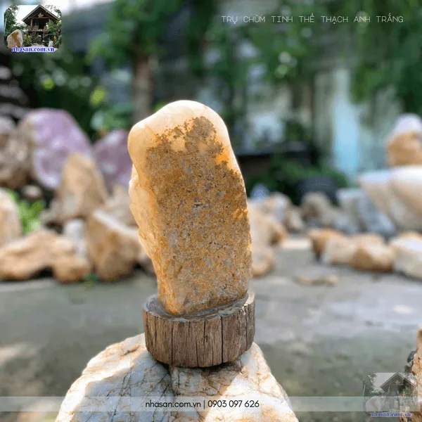 Trụ chùm tinh thể thạch anh trắng 4.6kg, cao 27cm x ngang 11.5cm - T739 