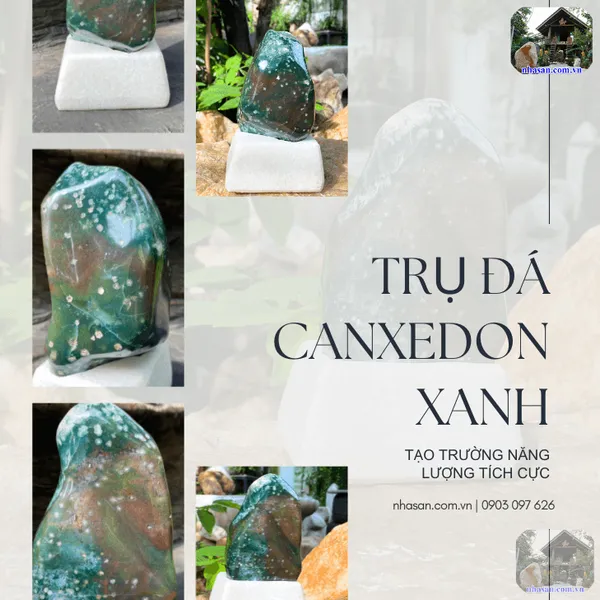 Trụ đá canxedon xanh nặng 1.5kg, cao 15.5cm, ngang 9.5cm - CXD145