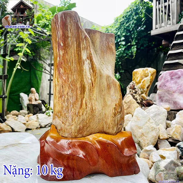 Trụ đá gỗ hóa thạch GHT06, nặng 10kg, cao 40cm