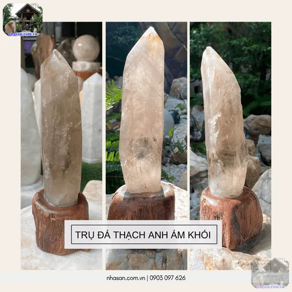 Trụ đá thạch anh ám khói 900gr, cao 24cm - T726