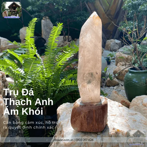 Trụ đá thạch anh ám khói 900gr, cao 24cm - T726
