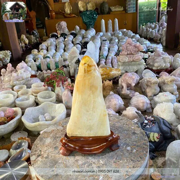 Trụ thạch anh bông vàng 6kg, cao 30cm x ngang 15cm x dày 16cm - TAV29