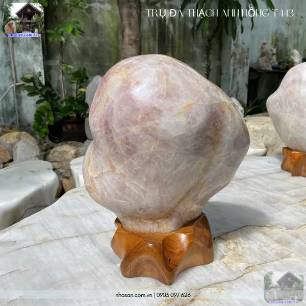 Trụ đá thạch anh hồng 15kg, cao 36cm x ngang 28cm x dày 16cm - T443