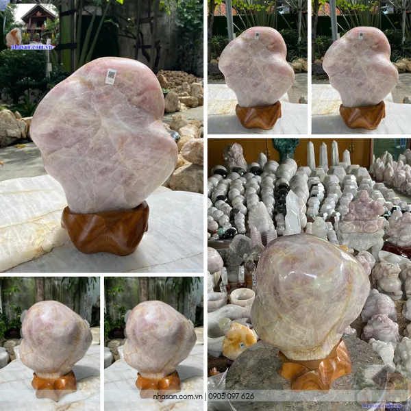 Trụ đá thạch anh hồng 15kg, cao 36cm x ngang 28cm x dày 16cm - T443
