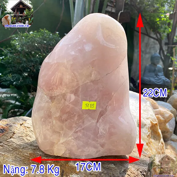 Trụ đá thạch anh hồng T689, nặng 7.8kg, kích thước 22x17x12 cm