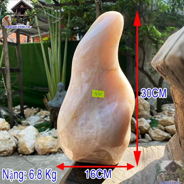 Trụ đá thạch anh hồng T691 nặng 6.8kg, cao 30cm x ngang 16cm x dày 14cm