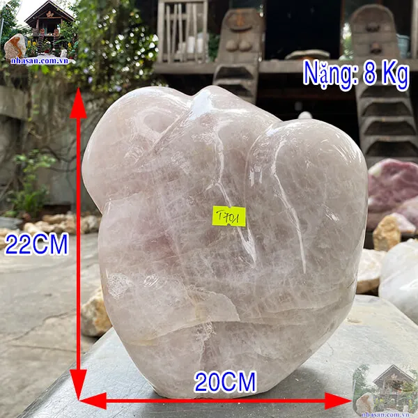 Trụ thạch anh hồng T701, nặng 8kg, kích thước 22x20x12 cm