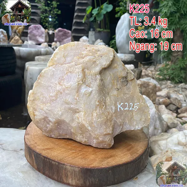 Trụ đá thạch anh hồng thô 3.4kg (16x19 cm) để quầy thu ngân hút tài lộc
