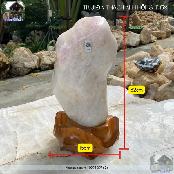 Trụ đá thạch anh hồng 6.5kg, cao 32cm x ngang 15cm x dày 13cm - T458