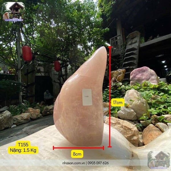 Trụ đá thạch anh hồng 1.5kg-T155