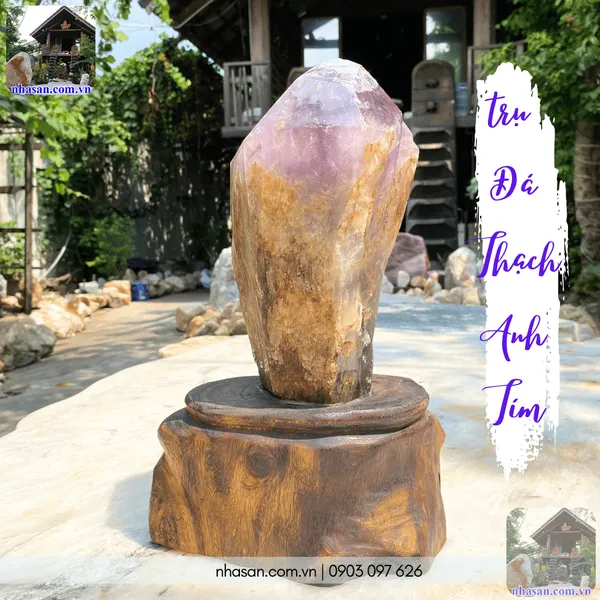 Trụ đá thạch anh tím 8kg, cao 36cm x ngang 22.5cm - T711