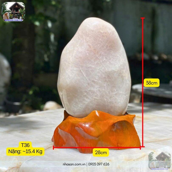 Trụ đá thạch anh trắng hồng T36 - 15.4kg