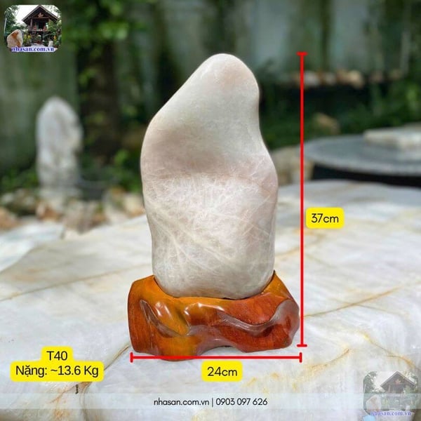 Trụ đá thạch anh trắng hồng T40 - 13.6kg