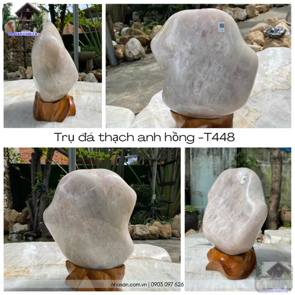 Trụ đá thạch anh hồng 16.5kg, cao 35cm x ngang 26cm x dày 17cm - T448