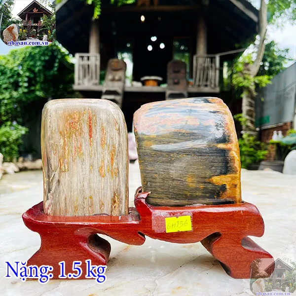 Trụ đá gỗ hóa thạch phong thủy để bàn 1.5kg - Vật phẩm mang đến may mắn và tài lộc
