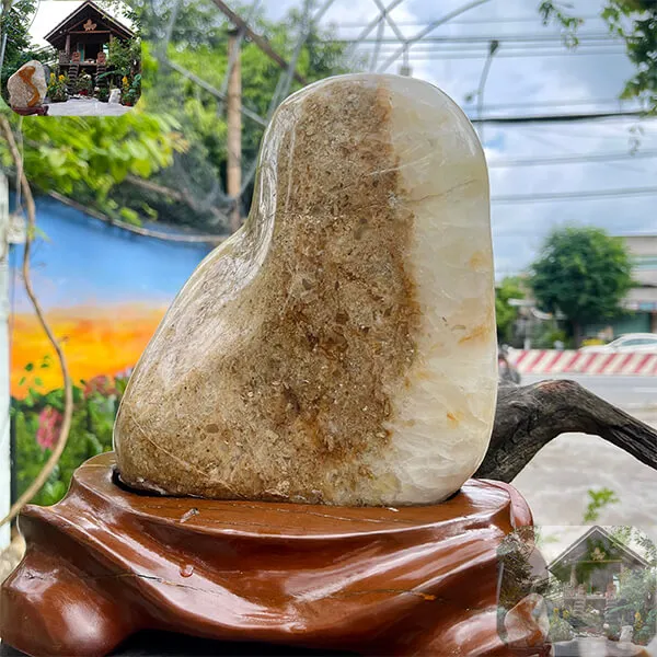 Trụ đá thạch anh bông vàng 6.5kg, cao 26.5cm x ngang 16cm - TAV60
