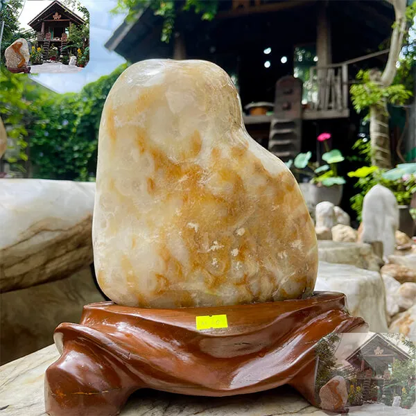 Trụ đá thạch anh bông vàng 6.5kg, cao 26.5cm x ngang 16cm - TAV60