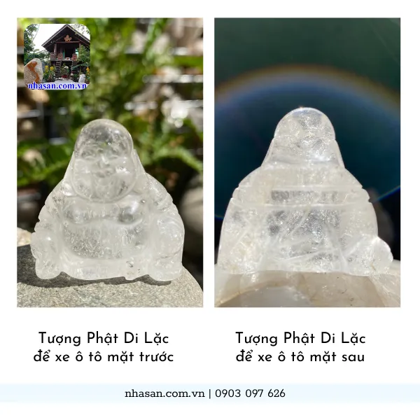 Tượng Phật để xe ô tô thạch anh nặng 30gr, cao 4.7cm x ngang 3.7cm x dày 1.8cm - TP16
