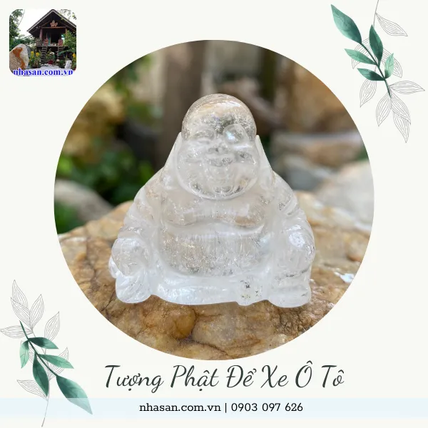 Tượng Phật để xe ô tô thạch anh nặng 30gr, cao 4.7cm x ngang 3.7cm x dày 1.8cm - TP16
