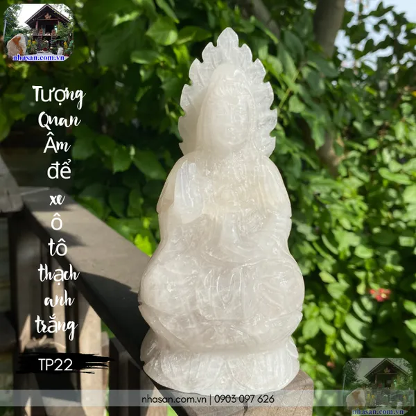 Tượng Quan Âm để xe ô tô nặng 1.27kg, cao 18.5cm x ngang 8.7cm x dày 7.2cm -  TP22