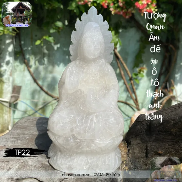 Tượng Quan Âm để xe ô tô nặng 1.27kg, cao 18.5cm x ngang 8.7cm x dày 7.2cm -  TP22
