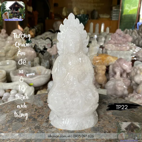 Tượng Quan Âm để xe ô tô nặng 1.27kg, cao 18.5cm x ngang 8.7cm x dày 7.2cm -  TP22