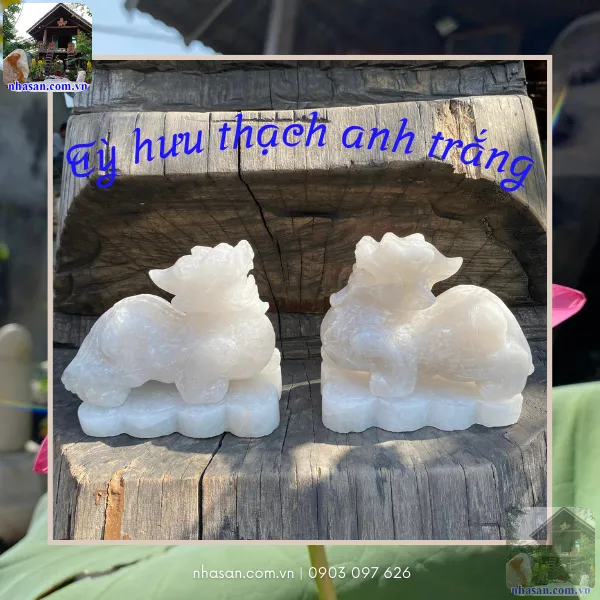 Tỳ hưu thạch anh trắng THD07 nặng 4.62kg, kích thước: cao 12cm x dài 17cm x ngang 6.5cm
