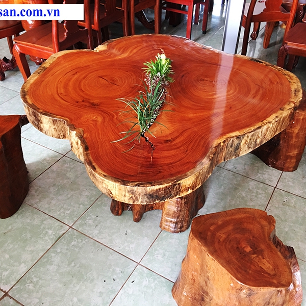 Bộ bàn ghế gỗ tự nhiên mặt gõ đỏ