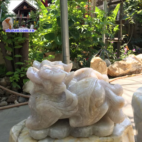 Cặp tỳ hưu đá thạch anh hồng nặng 16.5kg, cao 19cm x ngang 13cm x dài 30cm - THD01