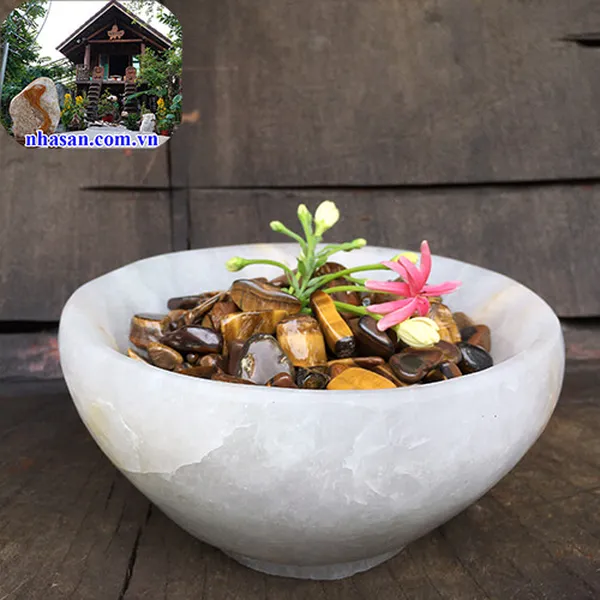 Chén bát đá thạch anh trắng kích hoạt dòng khí lưu thông