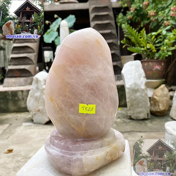 Trụ đá thạch anh hồng 2.42kg,  cao 18.5cm x ngang 9.5cm x dày 7.5cm - T522
