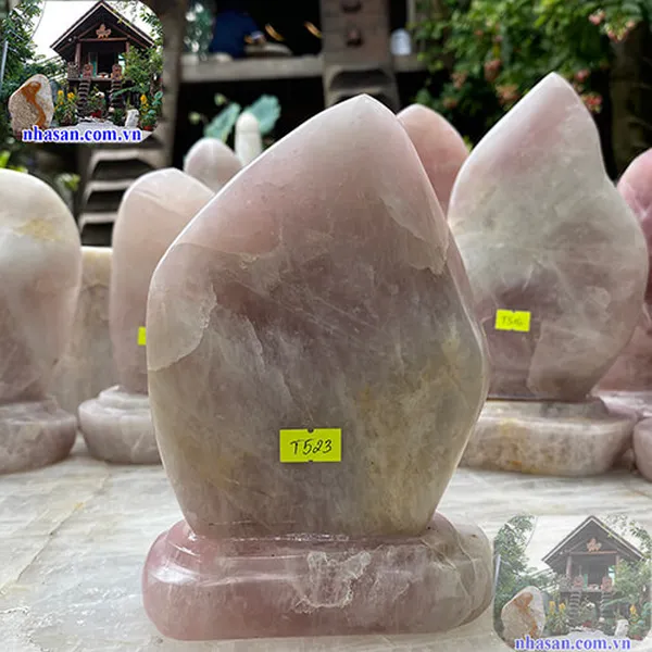 Trụ đá thạch anh hồng 2.46kg, cao 18.5cm x ngang 13cm x dày 6.5cm - T523