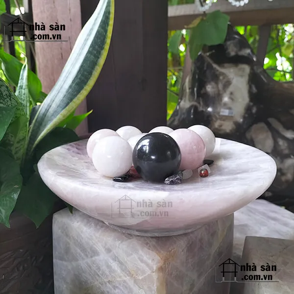 Đĩa đá thạch anh hồng tự nhiên - D01