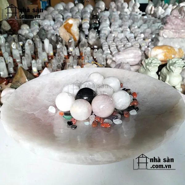 Đĩa đá thạch anh hồng tự nhiên - D03