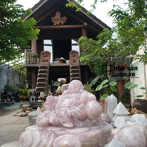 Đức Phật Di Lạc đá thạch anh hồng nặng 37kg - DPDL