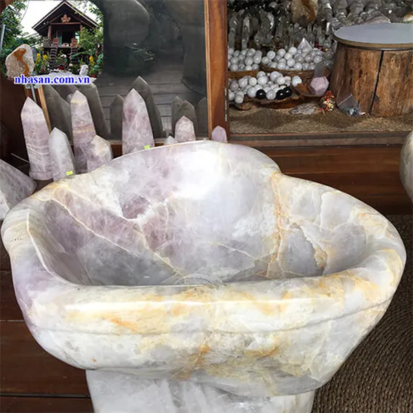 Lavabo monolithic natural quartz stone floor RM-03