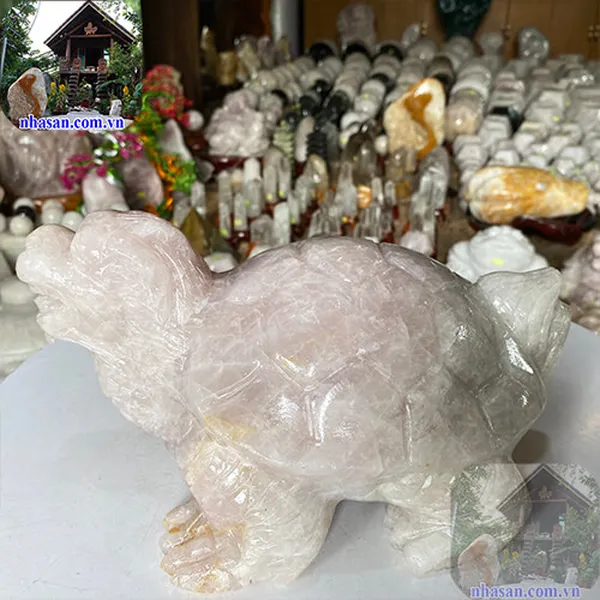 Long Quy thạch anh hồng 6.8kg, cao 15cm x ngang 18cm x dài 27cm - LQ07