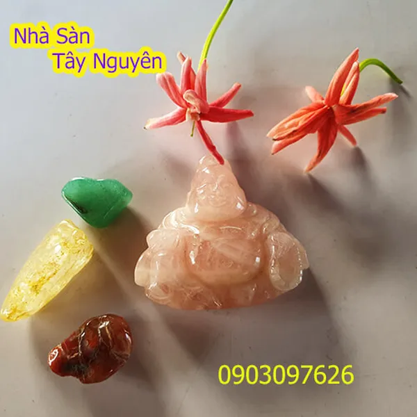Mặt Dây Chuyền Ông Địa Đá Thạch Anh Hồng