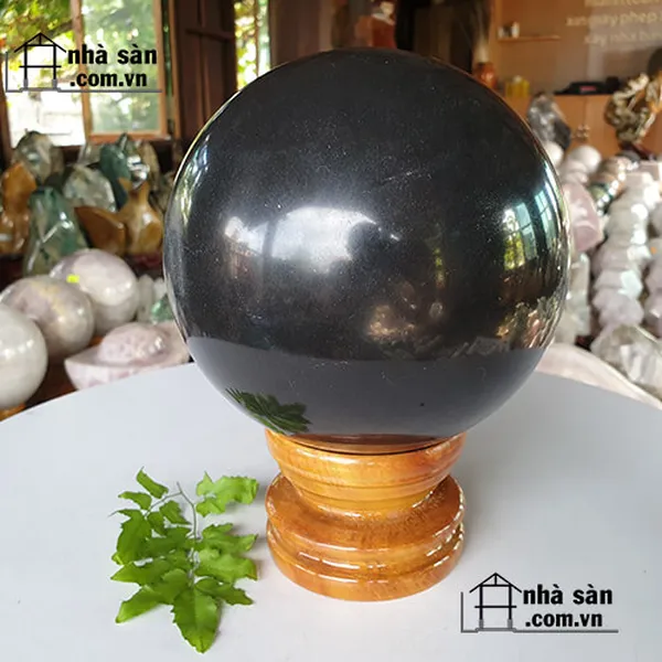 Quả cầu phong thủy đen 14cm-5.3kg-QC660