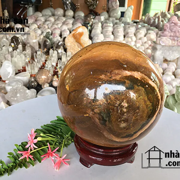 QUẢ CẦU ĐÁ CANXEDON VÀNG QC663