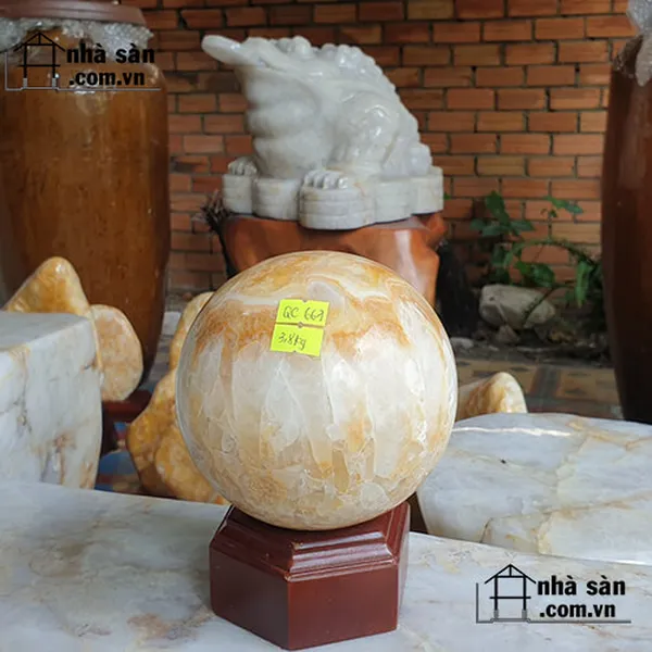 QUẢ CẦU ĐÁ THẠCH ANH BÔNG VÀNG QC667