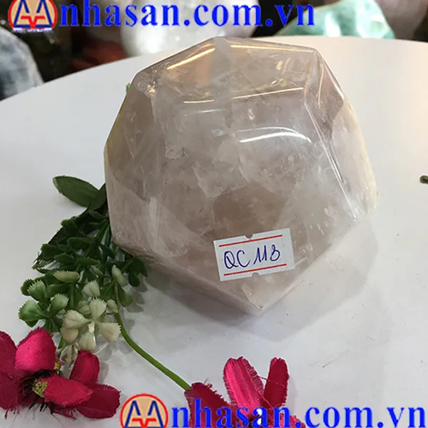 QUẢ CẦU ĐÁ THẠCH ANH HỒNG 12 MẶT QC-113