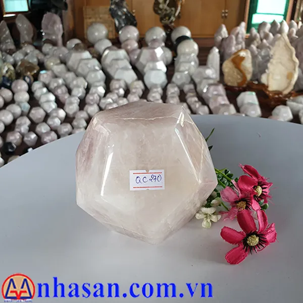 QUẢ CẦU ĐÁ THẠCH ANH HỒNG 12 MẶT QC270
