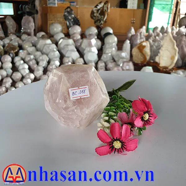 QUẢ CẦU ĐÁ THẠCH ANH HỒNG 12 MẶT QC288