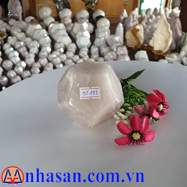 QUẢ CẦU ĐÁ THẠCH ANH HỒNG 12 MẶT QC293