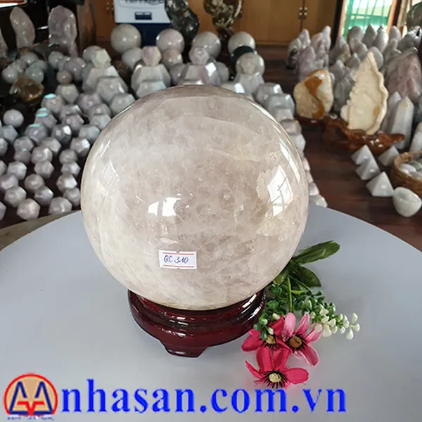 Quả cầu thạch anh hồng 14cm-5.2kg-QC310