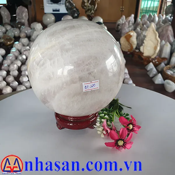 Quả cầu thạch anh hồng 13cm - 4.4kg - QC320