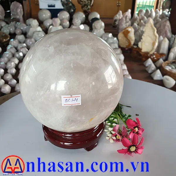Quả cầu thạch anh hồng 13cm - 4.2kg - QC321