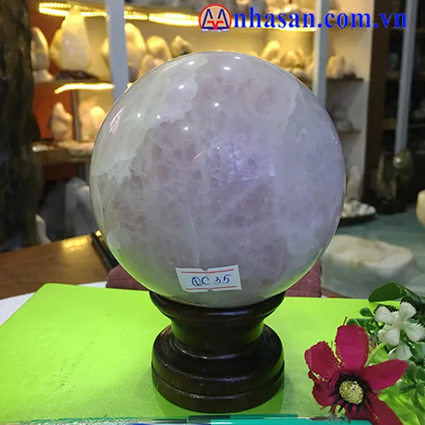 QUẢ CẦU ĐÁ THẠCH ANH HỒNG-QC35
